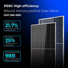 Load image into Gallery viewer, 560W Bifacial PERC Solar Panel  | SGP-560-SBD UL61730 Certified by ETL