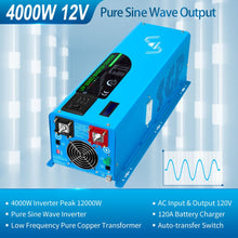 Load image into Gallery viewer, 4000W DC 12V Pure Sine Wave Inverter With Charger
