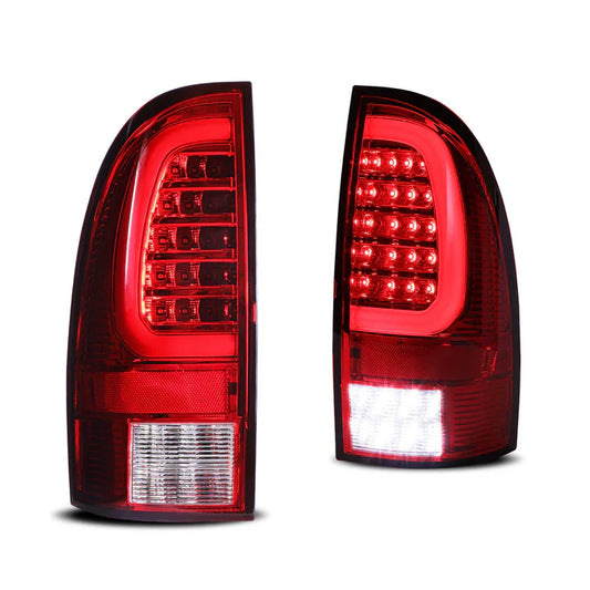 Winjet 2005-2015 Toyota Tacoma LED Tail Light w/Red Turn Signal Light - Chrome / Red