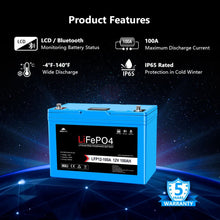 Load image into Gallery viewer, 12V 100AH LiFePO4 Deep Cycle Lithium Battery / Bluetooth /Self-heating / IP65