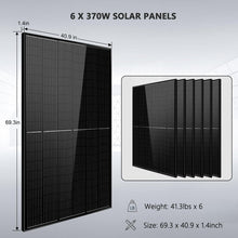 Load image into Gallery viewer, Off-Grid Solar Kit 6500W 48VDC 120/240VAC 10.24KWH PowerWall Lithium Battery 6 X 370 Watts Solar Panels SGM-6510M