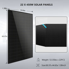 Load image into Gallery viewer, Off Grid Solar Kit 13000W 48VDC 120V/240KWH LiV LifePo4 25.6thium Battery 22 X 450 Watts Solar Panels SGR-13K25E