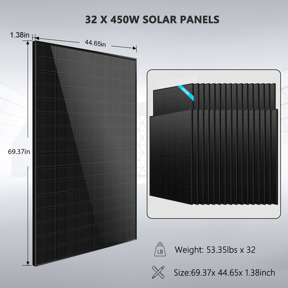 Complete off Grid Solar Kit 12000W 48V 120V/240V output 10.24KWH Lithium Battery 5400 Watt Solar Panel SGK-12MAX