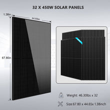 Load image into Gallery viewer, OFF GRID SOLAR KIT 20KW 48VDC 120V/240V LIFEPO4 30.72KWH-32.14KWH LITHIUM BATTERY 32 X 450 WATTS SOLAR PANELS SGR-20K30E