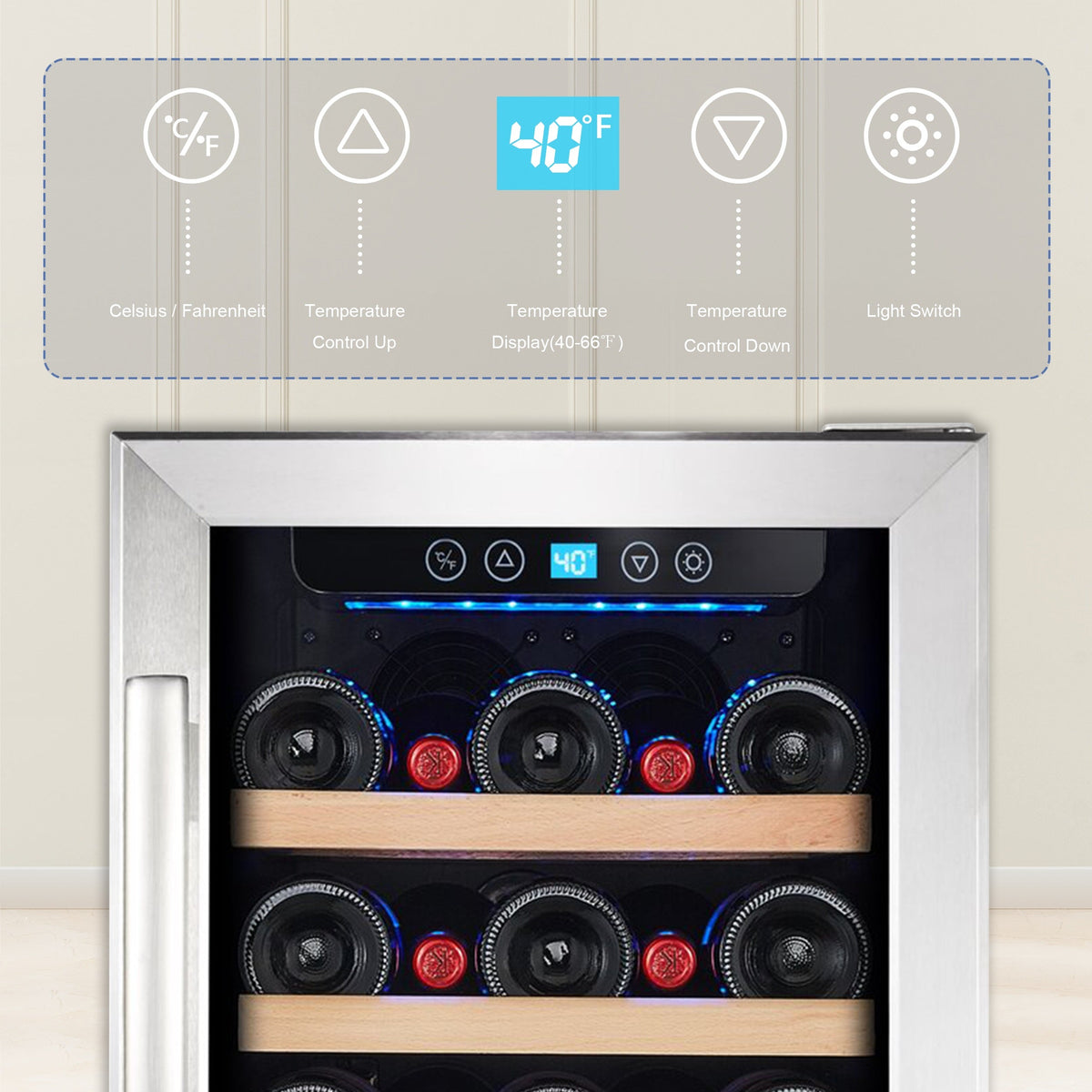 Kalamera 15'' Built-in 30 Bottle Wine Cooler