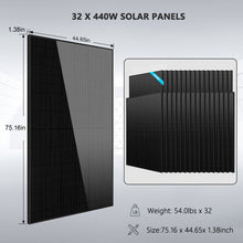 Load image into Gallery viewer, OFF GRID SOLAR KIT 20KW 48VDC 120V/240V LIFEPO4 30.72KWH-32.14KWH LITHIUM BATTERY 32 X 450 WATTS SOLAR PANELS SGR-20K30E
