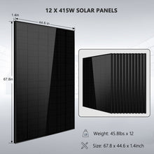 Load image into Gallery viewer, OFF GRID SOLAR KIT 12 X 415 WATTS SOLAR PANELS 20.48KWH LITHIUM BATTERY 8000W SOLAR INVERTER 48VDC 120V/240V SGM-8K20