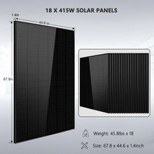 Load image into Gallery viewer, Off-Grid Solar Kits 12kW/15kW/18kW Options 120V/240V with 48v LiFePO4 Lithium Batteries &amp; 415w Solar Panels SGR-18K20E
