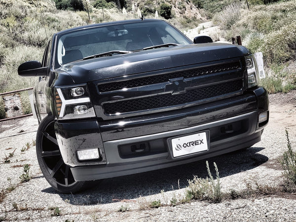 AlphaRex 07-13 Chevrolet Silverado LUXX-Series LED Projector Headlights Jet Black