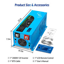 Load image into Gallery viewer, 2000W DC 12V Pure Sine Wave Inverter With Charger