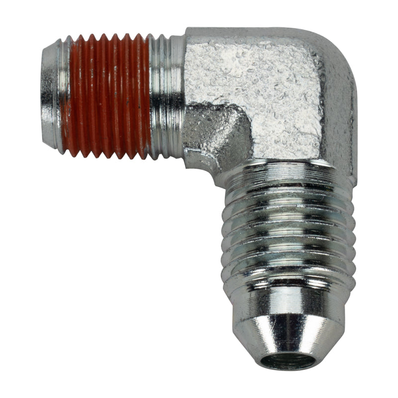 Wilwood fitting 90 deg elbow -4 AN male TO1/8-27 NPT zinc steel W/VIBRASEAL W/CAPS