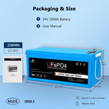 Load image into Gallery viewer, 2 X 24V 100Ah LiFePo4 Deep Cycle Lithium Battery Bluetooth / Self-Heating / IP65