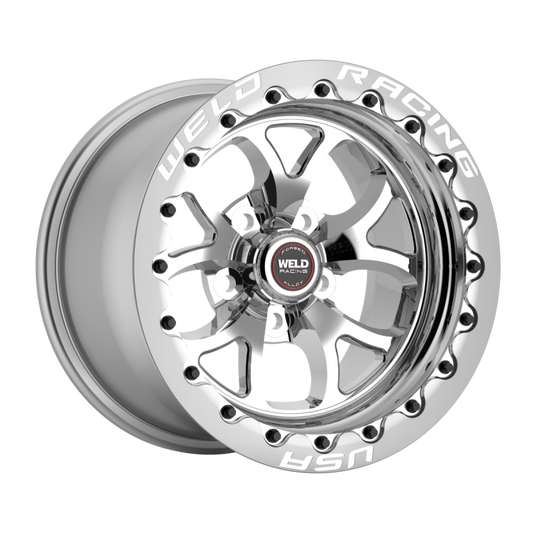 Weld S76 Beadlock 15x10/5x114.3/6.5 BS/3.18 HB-Polished Center-Polished Shell-Black SBL MT Wheel