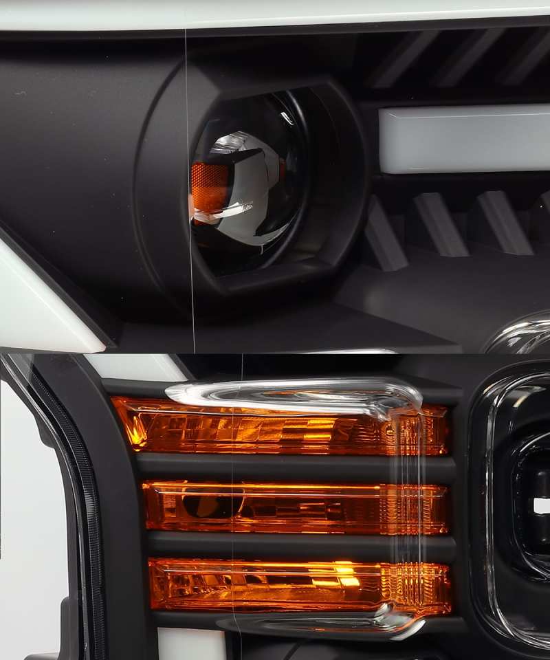 AlphaRex 15-17 Ford F150 PRO-Series Halogen Projector Headlights Black