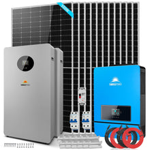 Load image into Gallery viewer, OFF GRID SOLAR KIT 12 X 550 WATTS SOLAR PANELS 20.48KWH-32.14KWH LITHIUM BATTERY 10KW SOLAR INVERTER 48VDC 120V/240V SGR-10K25S