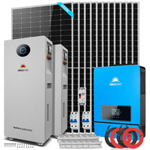 Load image into Gallery viewer, OFF GRID SOLAR KIT 12 X 550 WATTS SOLAR PANELS 20.48KWH-32.14KWH LITHIUM BATTERY 10KW SOLAR INVERTER 48VDC 120V/240V SGR-10K25S