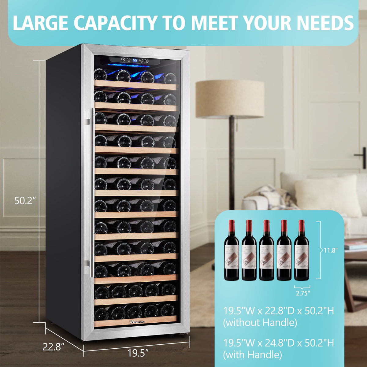 Kalamera 80 Bottle Freestanding Compressor Wine Cooler