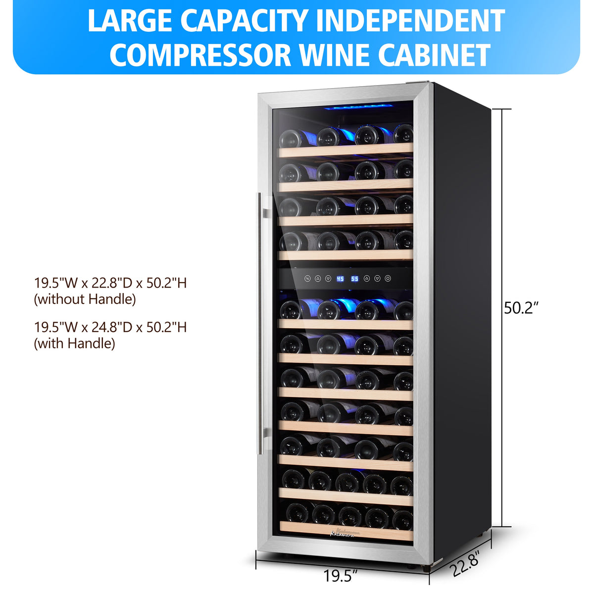 Kalamera 73 Bottle Compressor Dual Zone Wine Cooler