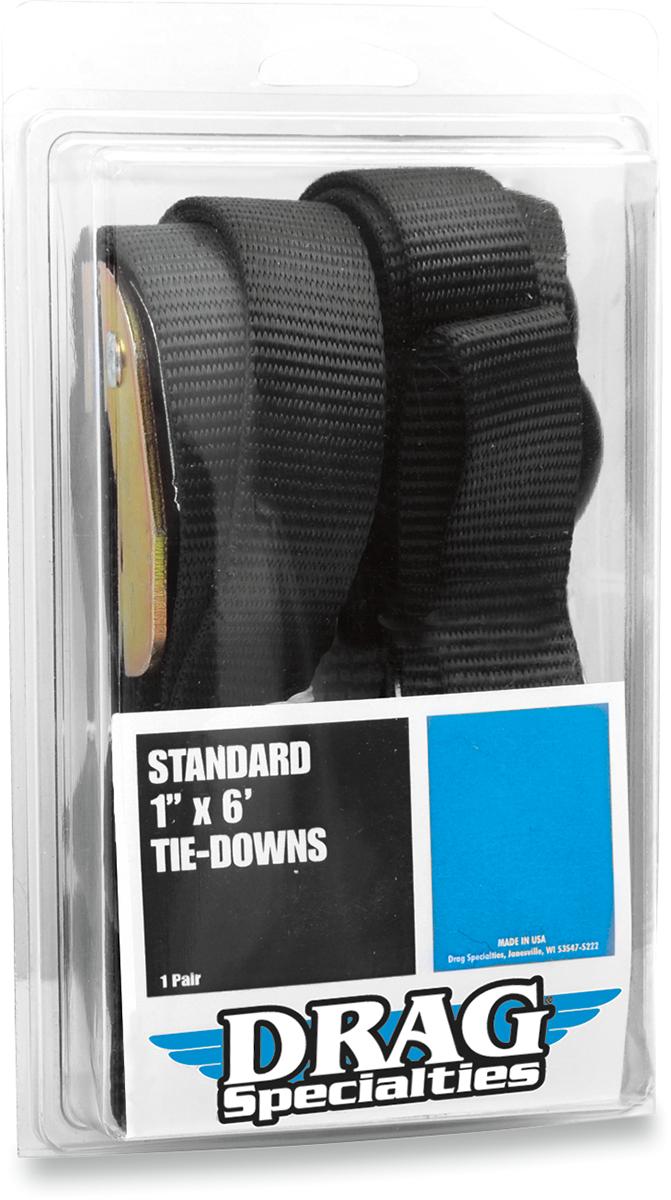 DRAG SPECIALTIES, DRAG SPECIALTIES 3920-0180 1-Inch x 6-Foot Nylon Webbing Tie-Down with Cam Buckle and Heavy-Duty Hooks