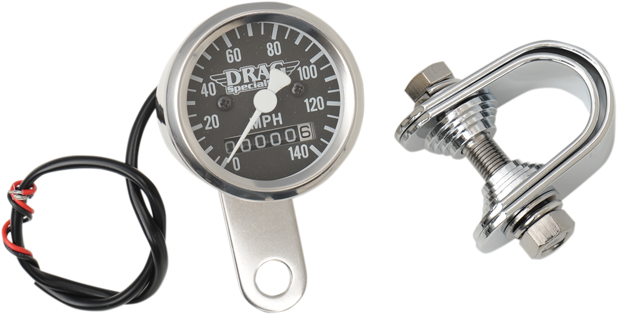 DRAG SPECIALTIES Mini Speedometer 21-6961DS-BX15A with Black Dial and 2:1 Ratio