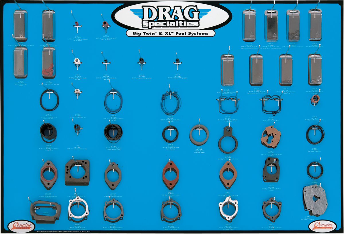 DRAG SPECIALTIES Gasket, Seal, and O-Ring Display for '99-'06 Twin-Cam Fuel Systems (Part No. 9903-0082)