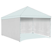 Load image into Gallery viewer, A 10x10ft pop-up canopy displayed with three white sidewalls attached, showcasing protection and privacy, featuring Redcamp branding.