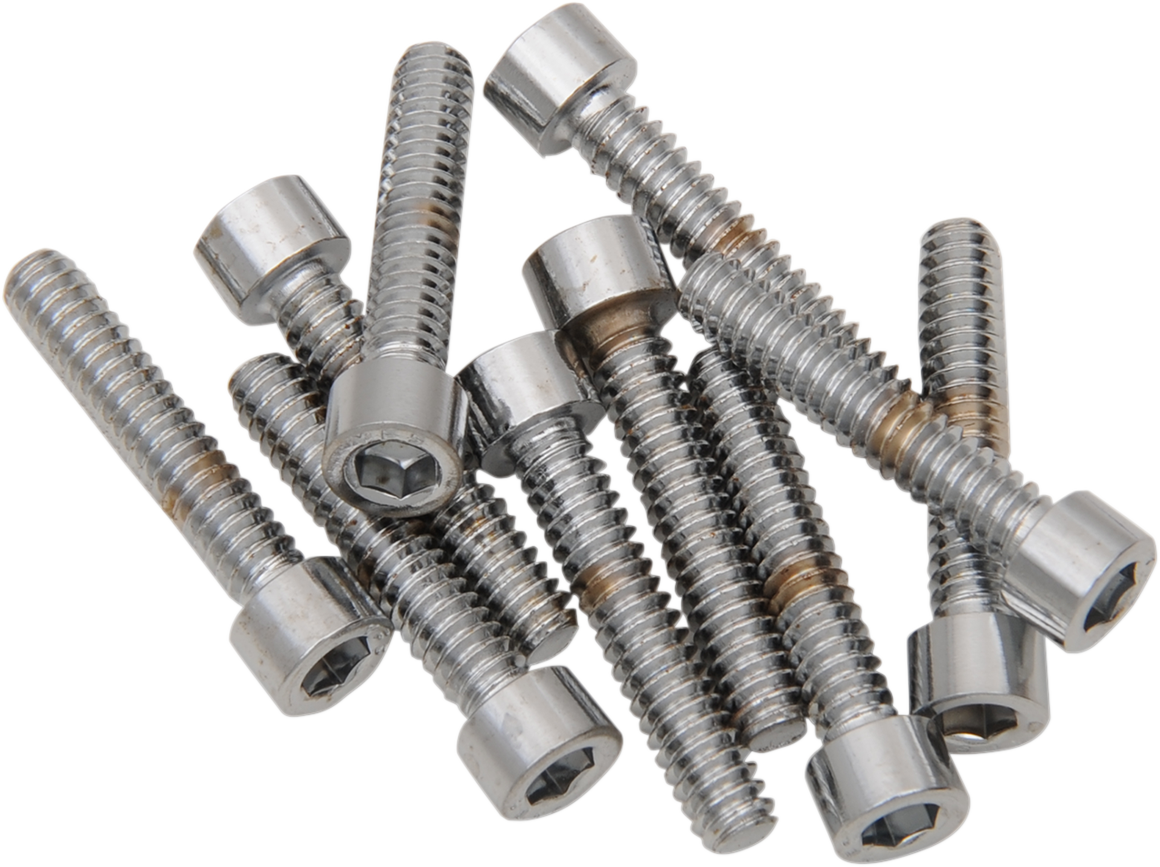 DRAG SPECIALTIES MPB196S Replacement Socket-Head Bolts Pack - #10-24 x 1-1/4 inch, Smooth/Coarse Thread