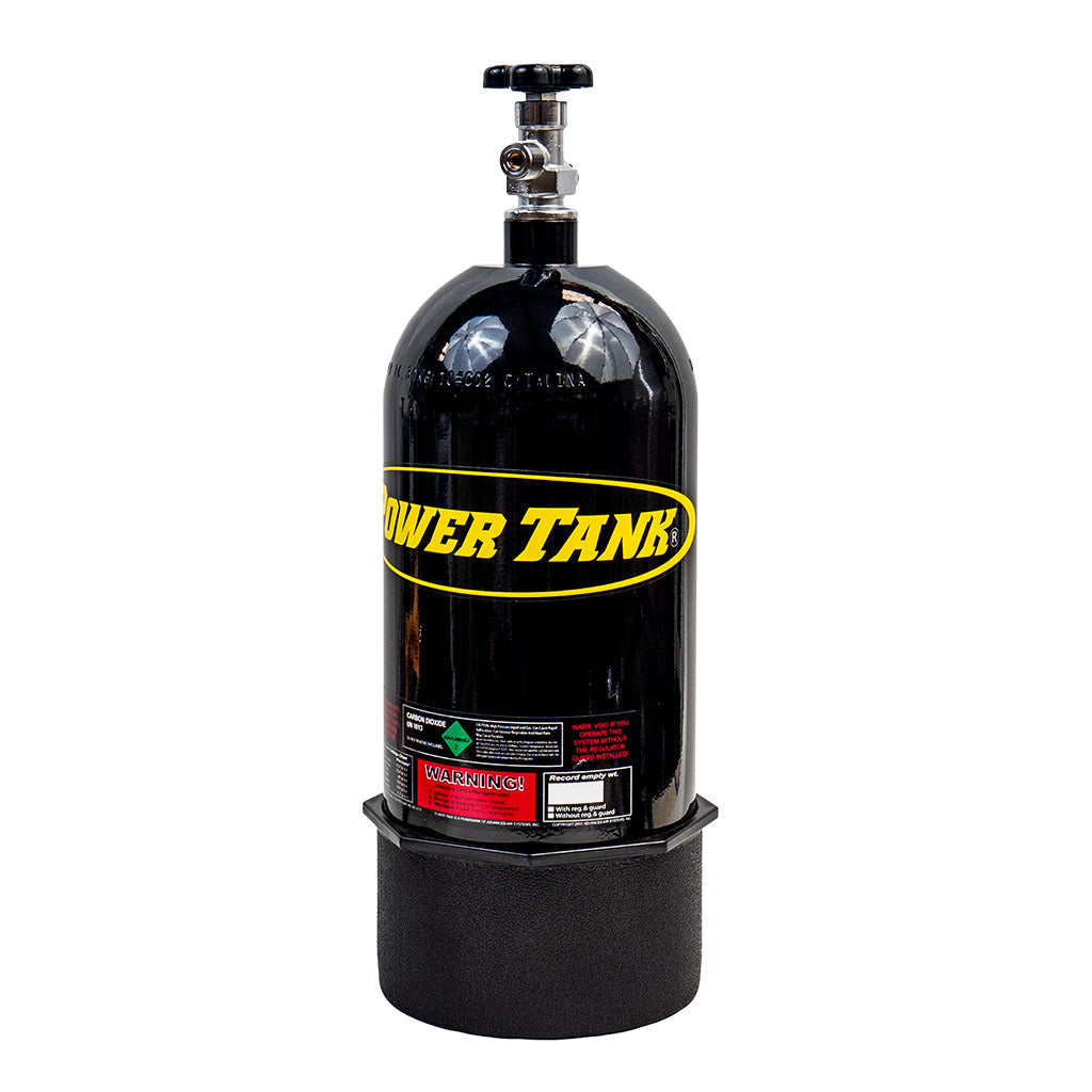 Power Tank 10 lb CO2 Spare Bottle Powdercoated in Gloss Black color for outdoor adventures.