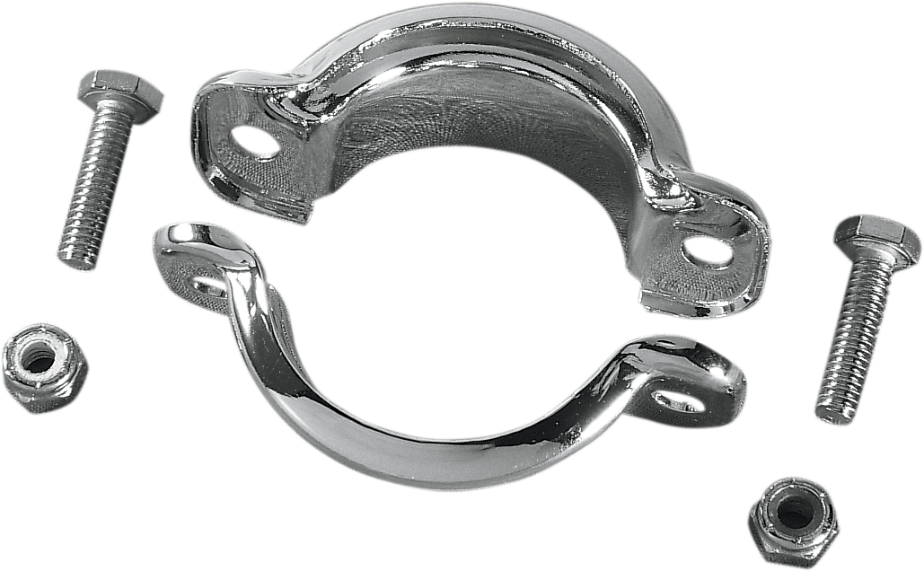 DRAG SPECIALTIES, Drag Specialties Chrome Muffler Clamps Part Number 74785 - Set of Two