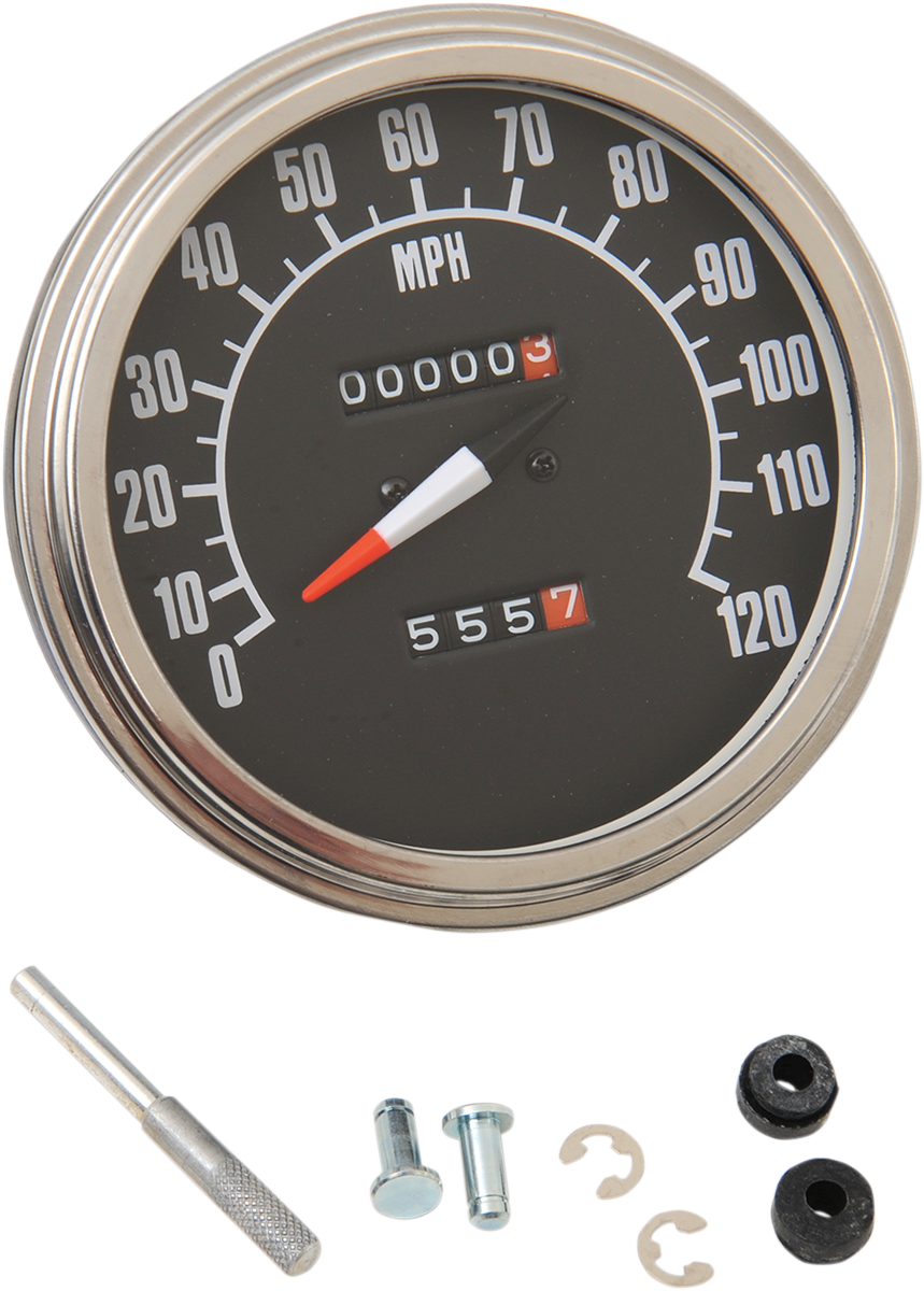 DRAG SPECIALTIES 5-inch MPH FL-'68-'84 Style 1:1 Speedometer - Black Face, Part Number 70847M