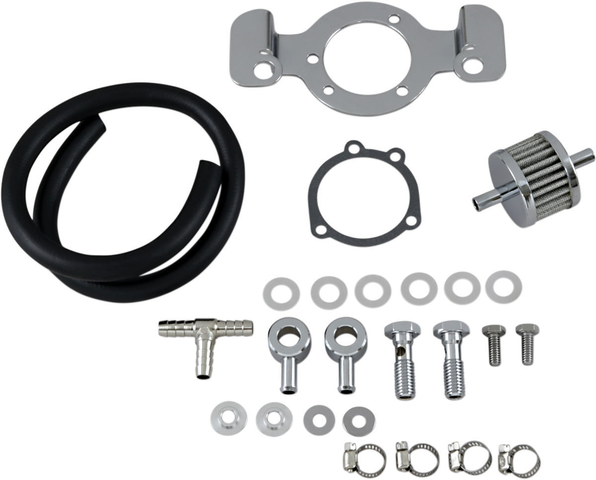 Drag Specialties Crankcase Breather with Support Bracket Kit for Harley Sportster 120087-BC514