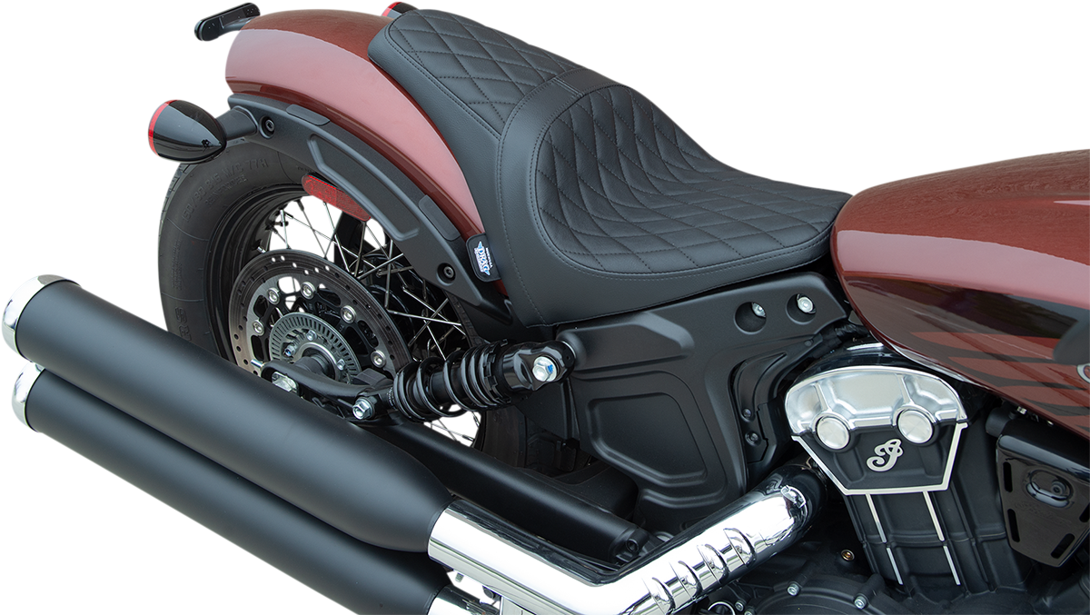 DRAG SPECIALTIES SEATS, Drag Specialties 3/4 Solo Seat for 2018-2022 Scout Bobber - Black Diamond Stitch