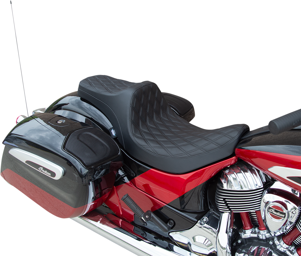 DRAG SPECIALTIES SEATS, Drag Specialties Seats Predator III Double Diamond Seat for Indian 2014-2022, Black Stitching