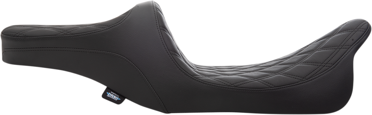 Drag Specialties Seats Predator III 2-Up Seat for Harley-Davidson FL 1999-2007 with Double Diamond Pattern and Black Thread - Part Number 0801-1308