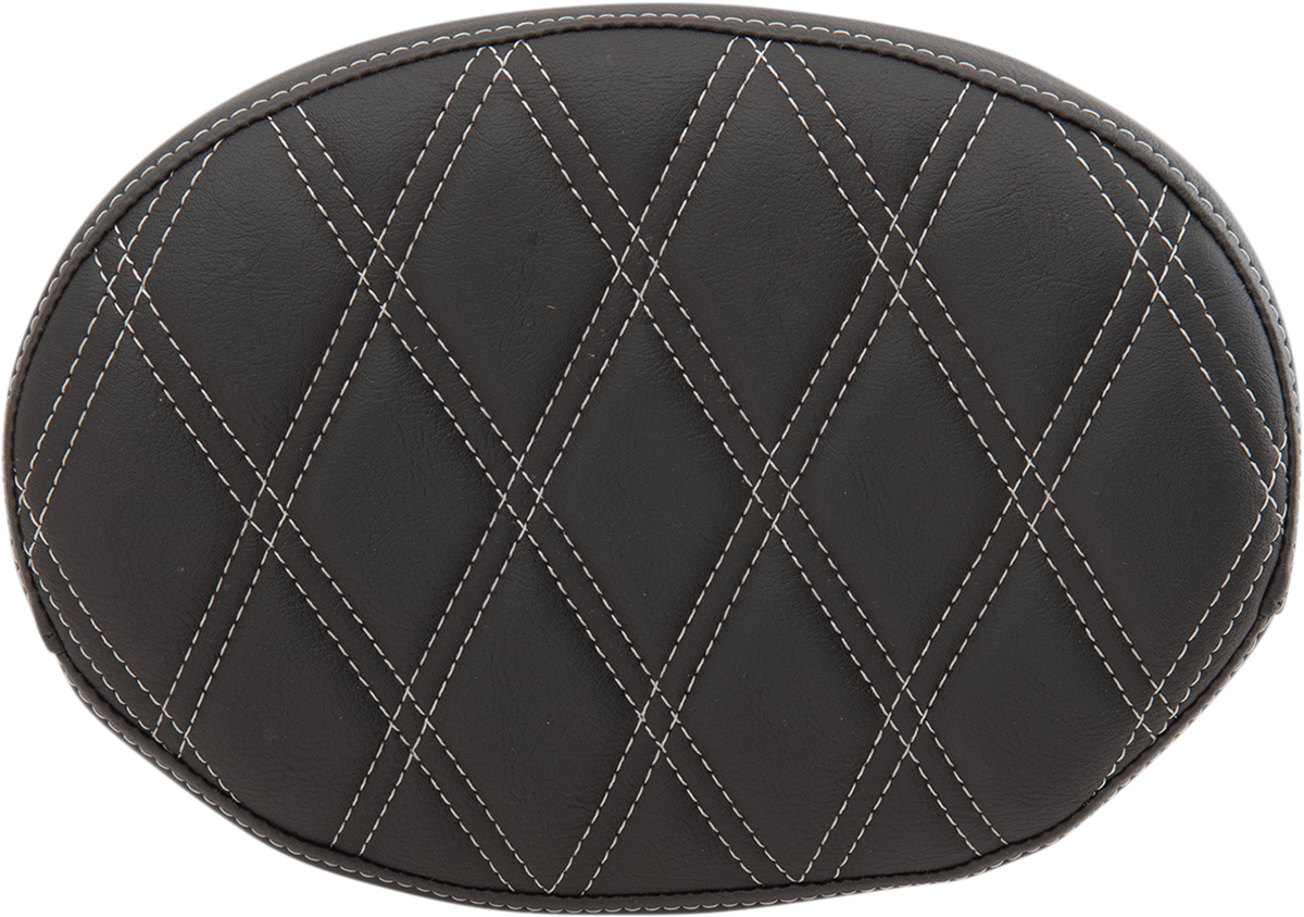 DRAG SPECIALTIES SEATS, Drag Specialties Seats Oval Sissy Bar Pad - Double Diamond Silver Stitch for FL 1999-2022 Part #0822-0429
