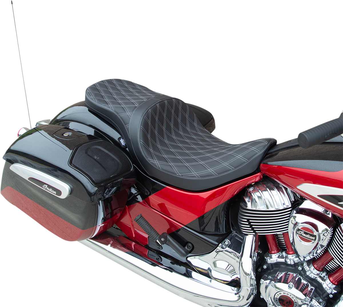 DRAG SPECIALTIES SEATS, DRAG SPECIALTIES SEATS Low Profile Touring Seat with Silver Stitching for Indian '14-'22 - Part 0810-2260