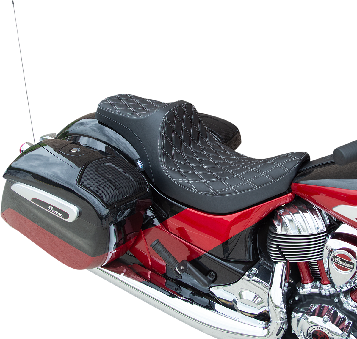 DRAG SPECIALTIES SEATS, DRAG SPECIALTIES SEATS Predator III Seat for Indian 2014-2022, Double Diamond Silver Stitching