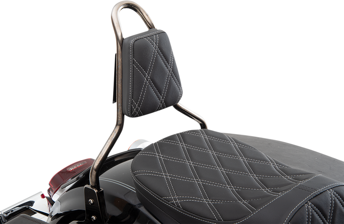 DRAG SPECIALTIES SEATS, DRAG SPECIALTIES SEATS Tapered Backrest Pad with Double Diamond Silver Stitch – Part 0822-0450