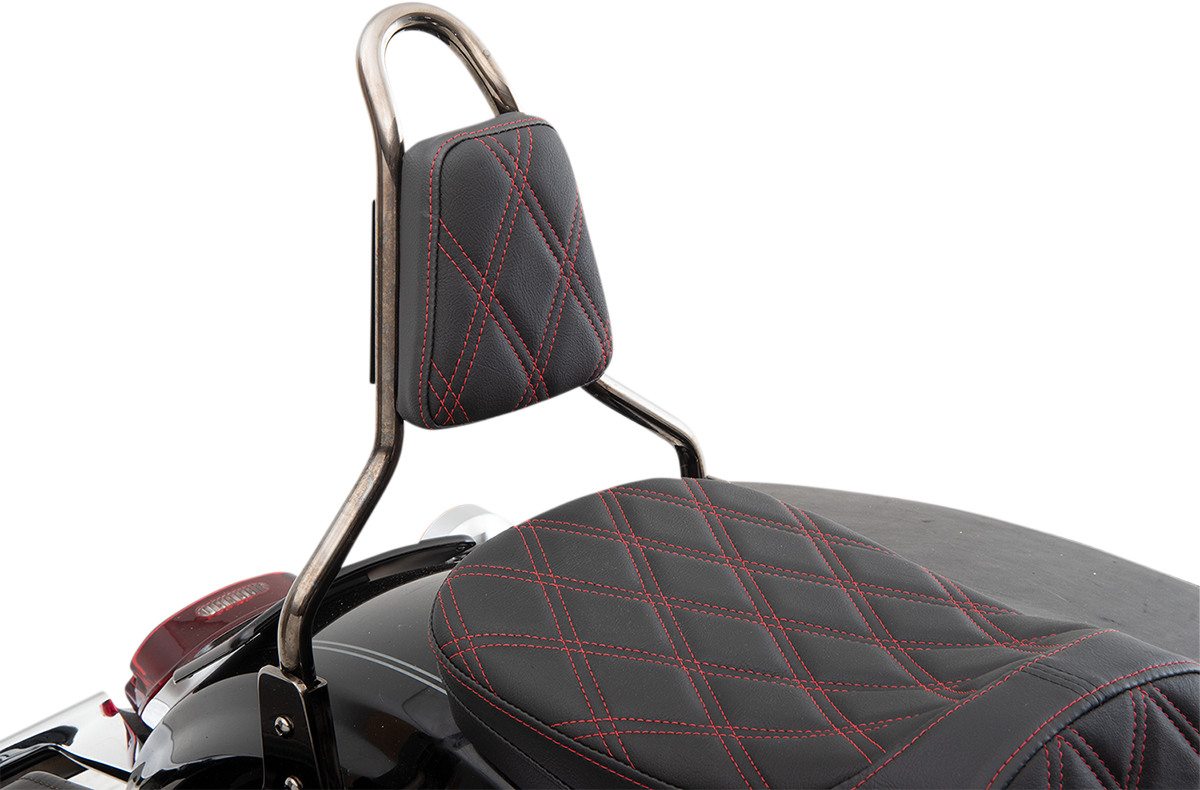 DRAG SPECIALTIES SEATS, DRAG SPECIALTIES SEATS Tapered Backrest Pad - Double Diamond Red Stitch - Part No. 0822-0451