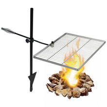 Load image into Gallery viewer, Folding Swivel Campfire Grill Heavy Duty Steel Grate with Carrying Bag for Outdoor Open Flame Cooking