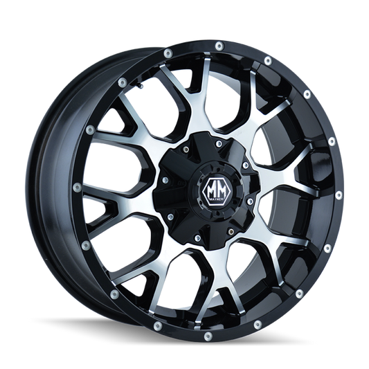 Mayhem 8015 Warrior 22x12 / 8x165.1 BP / -44mm Offset / mm Hub Gloss Black Machined Wheel