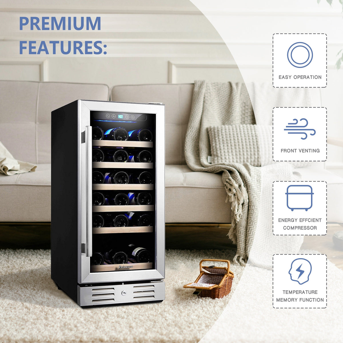 Kalamera 15'' Built-in 30 Bottle Wine Cooler