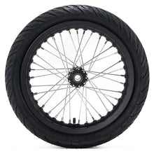 Load image into Gallery viewer, Front view of a 14 inch Supermoto wheel by Puget Sound Motorsports, showcasing sturdy rim and tire designed for Sur-Ron Light Bee X.