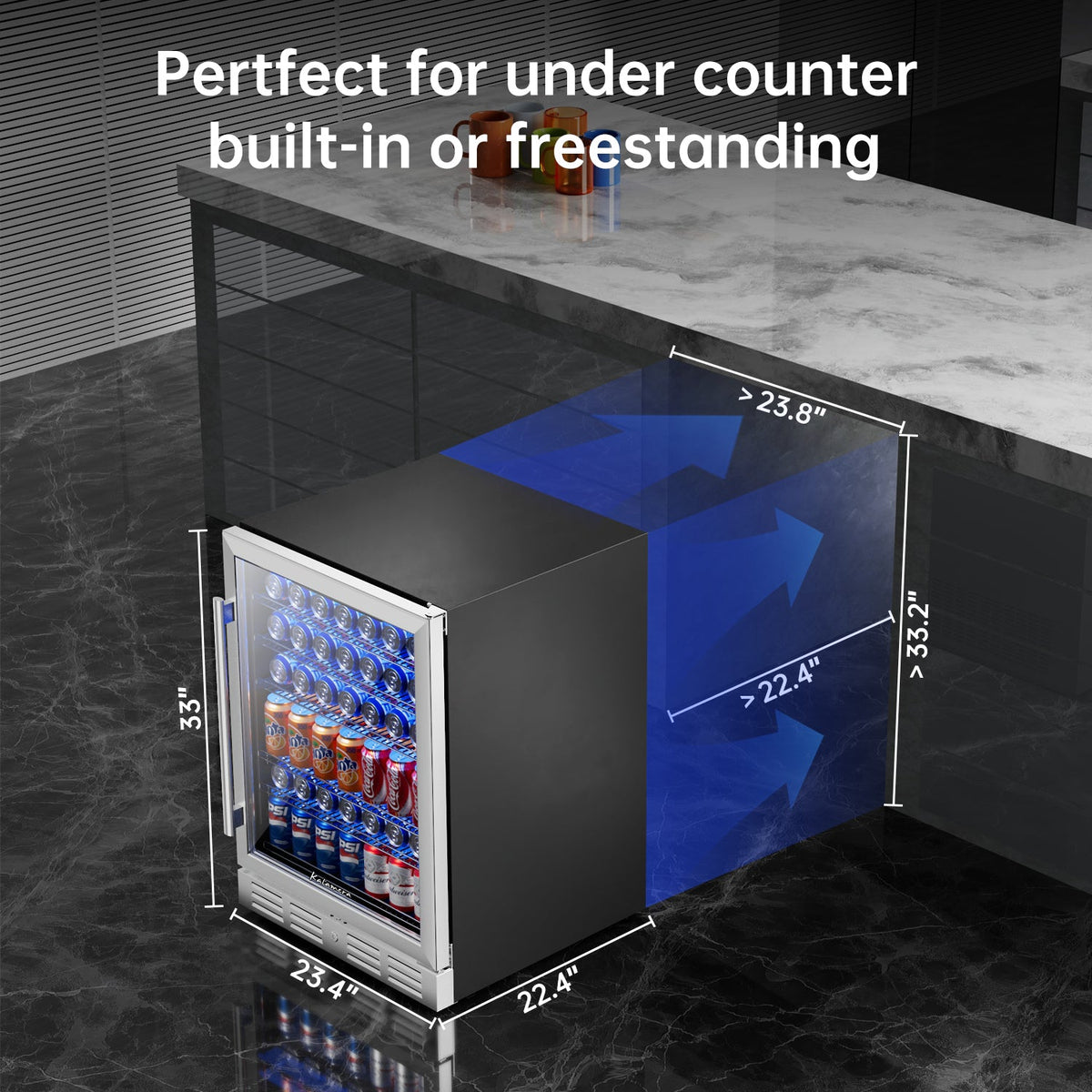 Kalamera 24" Built-in 175 Can Beverage Refrigerator
