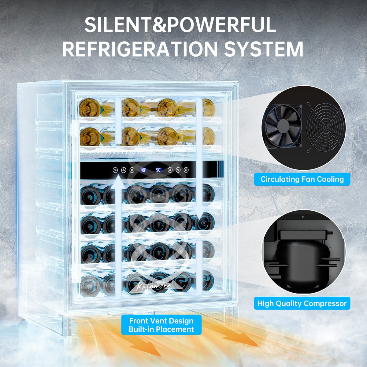 Kalamera 24'' Built-in 46 Bottle Dual Zone Wine Cooler