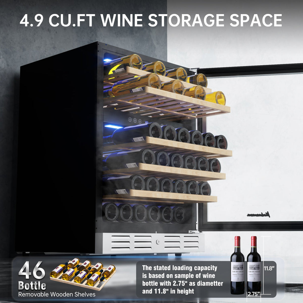 Kalamera 24'' Built-in 46 Bottle Dual Zone Wine Cooler