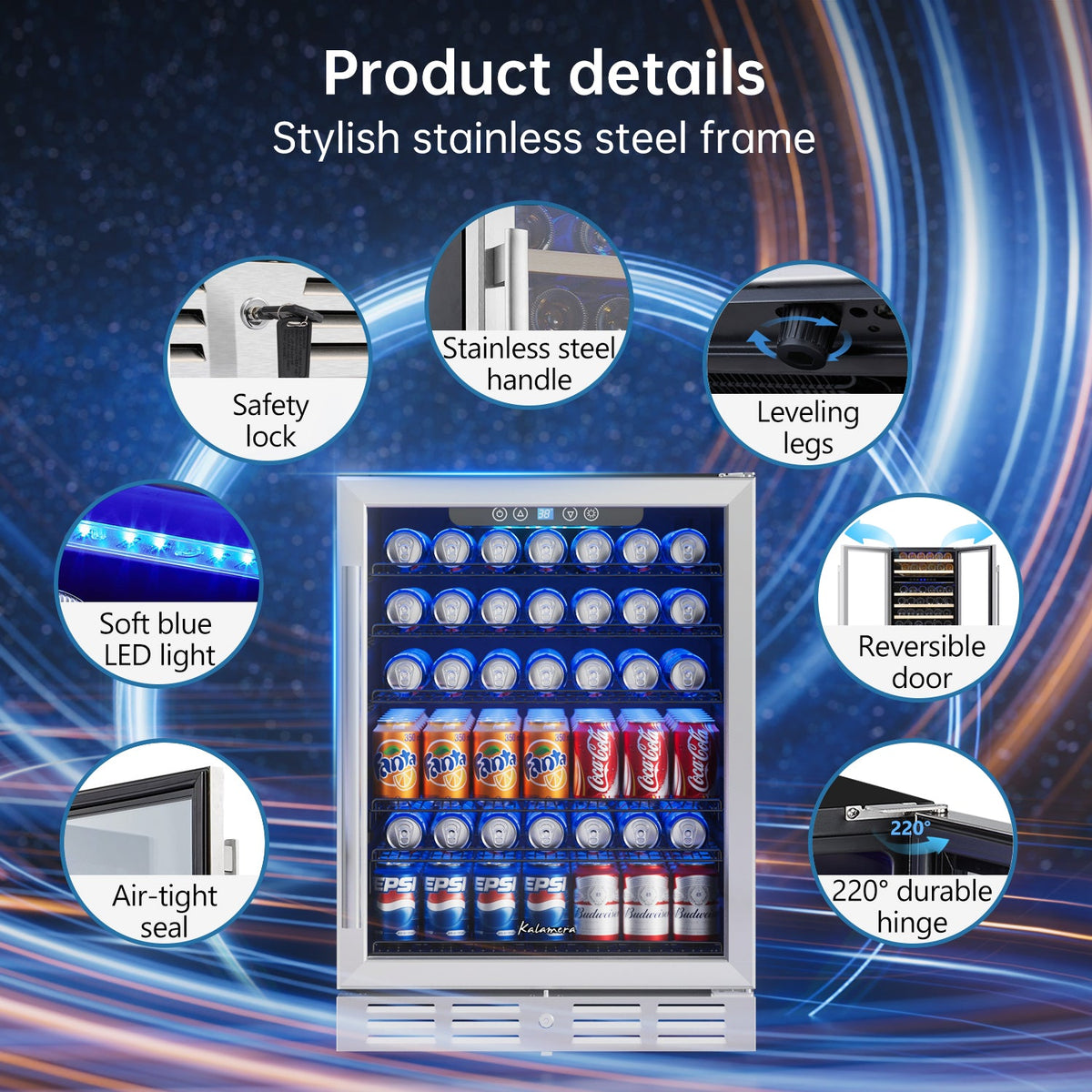 Kalamera 24" Built-in 175 Can Beverage Refrigerator