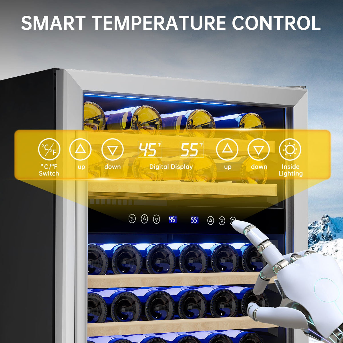 Kalamera 24'' Built-in 46 Bottle Dual Zone Wine Cooler