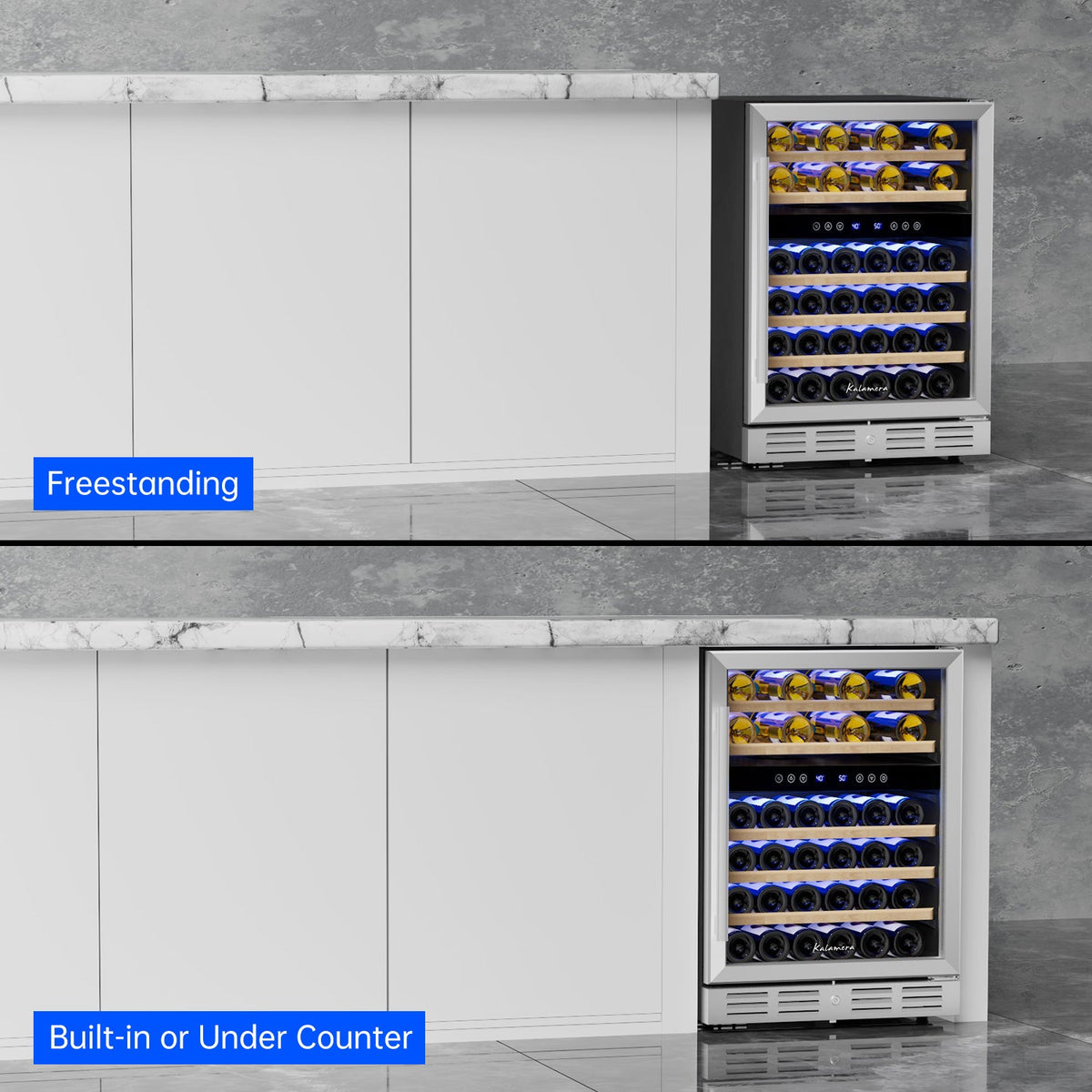Kalamera 24'' Built-in 46 Bottle Dual Zone Wine Cooler
