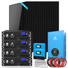 Load image into Gallery viewer, Off-Grid Solar Kits 12kW/15kW/18kW Options 120V/240V with 48v LiFePO4 Lithium Batteries &amp; 415w Solar Panels SGR-18K20E